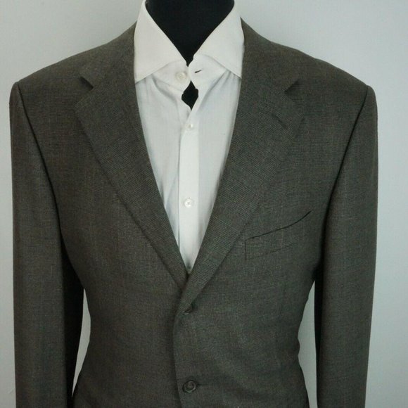 Ermenegildo Zegna Brown Plaid Woven Wool jacket